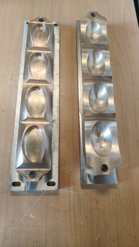 Pair of machined aluminium soap mould cavity plates